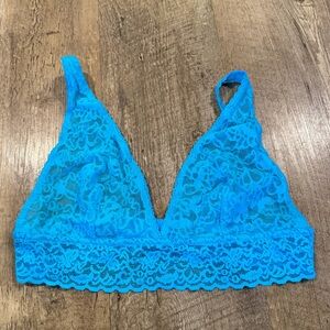 Vintage Victoria Secret Teal Lace Bralette - Bright Turquoise Blue Medium